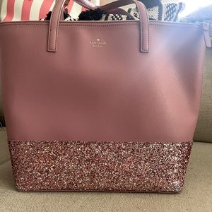 Kate Spade  LARGE penny Greta court tote with zipper in peony pink!